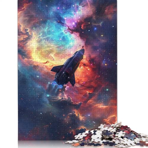 Puzzle „Raketen im Universum“, schwierig, 100% recycelter Karton, Puzzle für Damen und Herren, 1000 Teile (75 x 50 cm) von LMYmoney