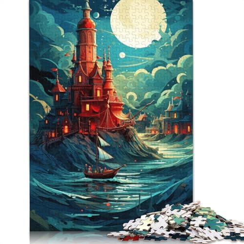 Puzzle „Schloss auf dem Meer“, Lernspiele, Familienaktivitäten, Premium-Karton-Puzzle für Frauen und Männer, 1000 Teile (75 x 50 cm) von LMYmoney