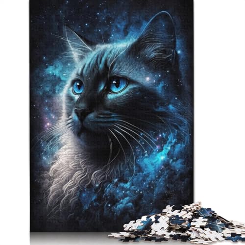 Puzzle „Weltraum-Katze“, Denksportaufgabe, 100% recycelter Karton, für Damen und Herren, 1000 Teile (75 x 50 cm) von LMYmoney