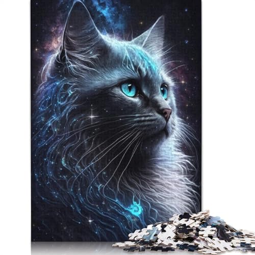 Puzzle „Weltraum-Katze“, rechteckig, aus Pappe, 100% recyceltem Karton, für Erwachsene, 1000 Teile (75 x 50 cm) von LMYmoney