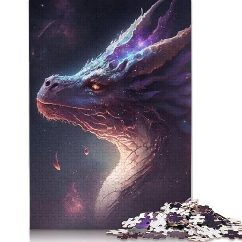 Puzzle 1000 Teile, rosa Weltraumdrache, Schwierigkeitsgrad für Erwachsene, Lernspielzeug, Spiele, Familiendekoration (38 x 26 cm) von LMYmoney