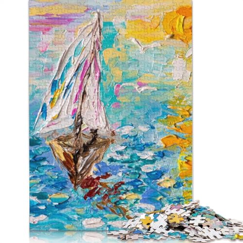 Puzzle 1000 Teile „Segeln bei Sonnenuntergang“, Schwierigkeitsgrad für Erwachsene, Lernspielzeug, Spiele, Familiendekoration (38 x 26 cm) von LMYmoney
