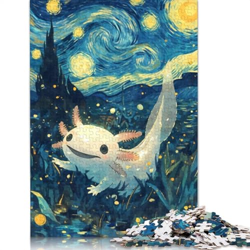 Puzzle 1000 Teile Axolotl Sternennacht Puzzle für Erwachsene Schwierigkeitsgrad Puzzle Lernspielzeug Spiele Familiendekoration (75x50cm) von LMYmoney