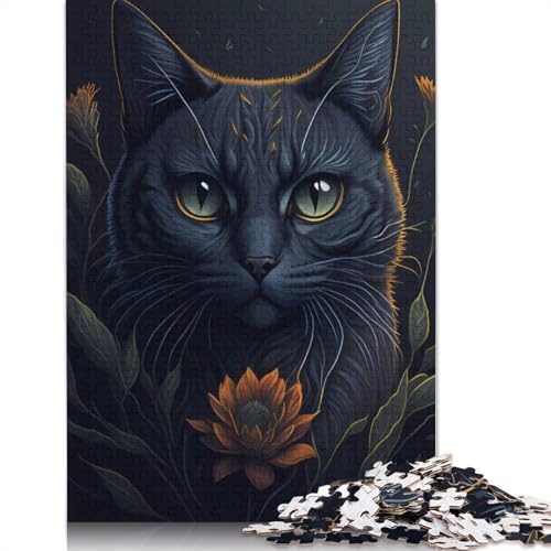 Puzzle-Spielzeug für Erwachsene mit Katzen- und Blumenmotiv, grünes Auge, Lernspiel, Puzzle-Spiele für Erwachsene für Frauen und Männer, 1500 Teile (85 x 57 cm) von LMYmoney