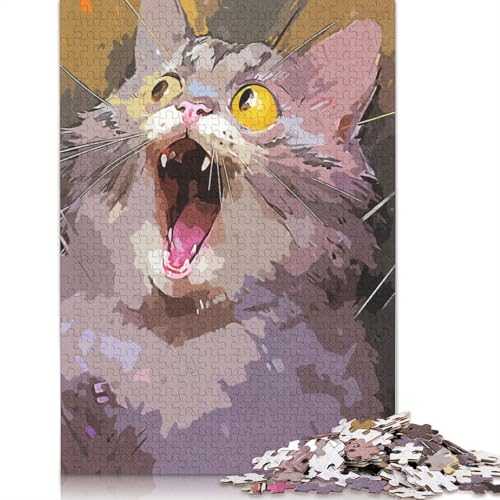 Puzzle-Spielzeug mit fassungslosem Katzenausdruck, Lernspiel, Premium-Puzzle aus Karton für Erwachsene und Kinder, Geschenk, 1000 Teile (26 x 38 cm) von LMYmoney