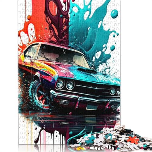 Puzzle für Erwachsene, 1000 Teile, Aquarell-Sportwagen, Holzpuzzle für Erwachsene und Jugendliche, Heimdekoration, Puzzlespielzeug, 1000 Teile (75 x 50 cm) von LMYmoney