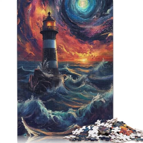 Puzzle für Erwachsene, 1000 Teile, Bunte Leuchttürme, Holzpuzzle für Erwachsene, Lernspiel, Herausforderungsspielzeug, 1000 Stück (75 x 50 cm) von LMYmoney
