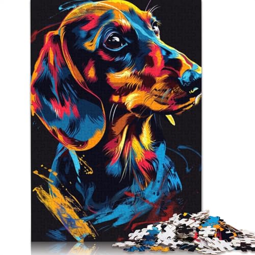 Puzzle für Erwachsene, 1000 Teile, Dackel, Hundekunst, Holzpuzzle für Erwachsene, Lernspiel, Herausforderungsspielzeug, 1000 Teile (75 x 50 cm) von LMYmoney