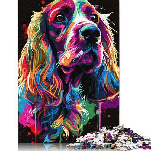 Puzzle für Erwachsene, 1000 Teile, Englischer Cocker Spaniel, Hundekunst, Holzpuzzle für Erwachsene, Lernspiel, Herausforderungsspielzeug, 1000 Teile (75 x 50 cm) von LMYmoney