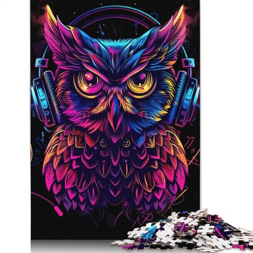 Puzzle für Erwachsene, 1000 Teile, Eule mit Sonnenbrille, Holzpuzzles für Erwachsene, nachhaltige Puzzlespiele, 1000 Stück (75 x 50 cm) von LMYmoney