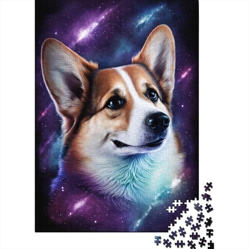 Puzzle für Erwachsene, 1000 Teile, Galaxy Art Corgi, Holzpuzzle für Erwachsene, Lernspiel, Herausforderungsspielzeug, 1000 Teile (38 x 26 cm) von LMYmoney