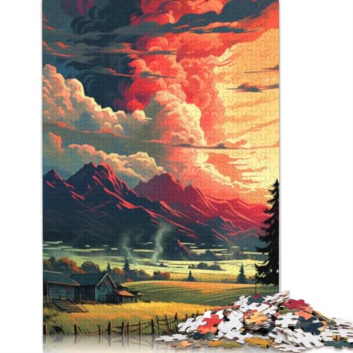 Puzzle für Erwachsene, 1000 Teile, Gemälde von Wolken, Holzpuzzle für Erwachsene, Lernspiel, Herausforderungsspielzeug, 1000 Teile (75 x 50 cm) von LMYmoney