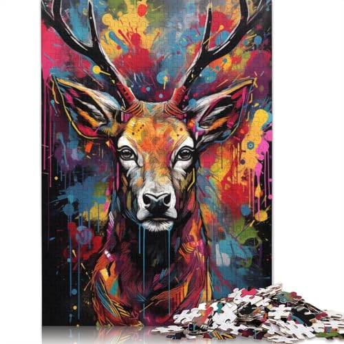 Puzzle für Erwachsene, 1000 Teile, Graffiti-Hirsch-Puzzle, Puzzles für Erwachsene, Lernspiel, Herausforderungsspielzeug, 1000 Teile (75 x 50 cm) von LMYmoney