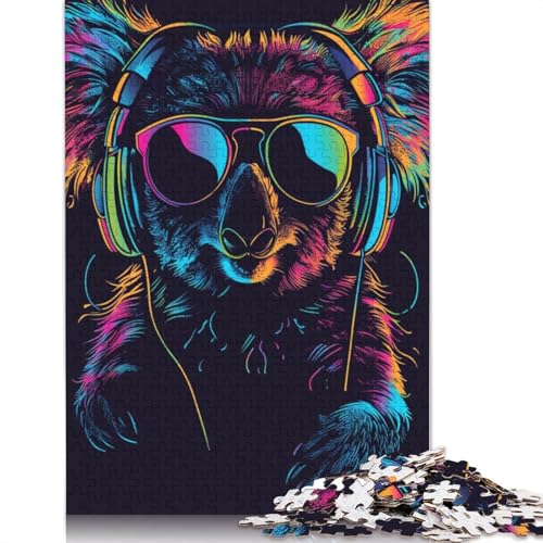 Puzzle für Erwachsene, 1000 Teile, Koala mit Kopfhörern und Sonnenbrille, Holzpuzzle für Erwachsene und Jugendliche, Heimdekoration, Puzzlespielzeug, 1000 Teile (75 x 50 cm) von LMYmoney