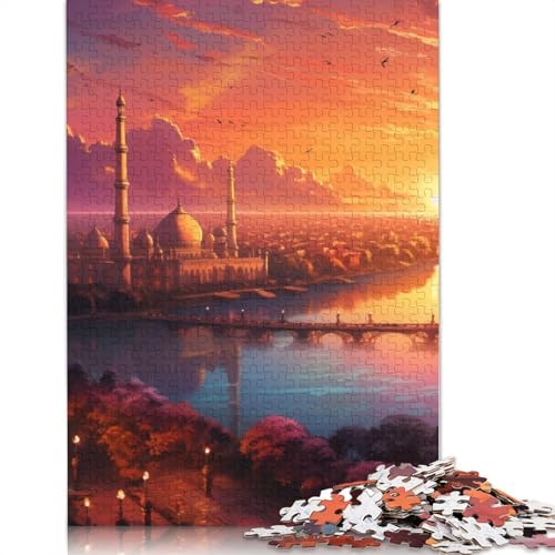 Puzzle für Erwachsene, 1000 Teile, Sonnenuntergang über der Stadt mit Bäumen, Holzpuzzle für Erwachsene, Lernspiel, Herausforderungsspielzeug, 1000 Teile (75 x 50 cm) von LMYmoney