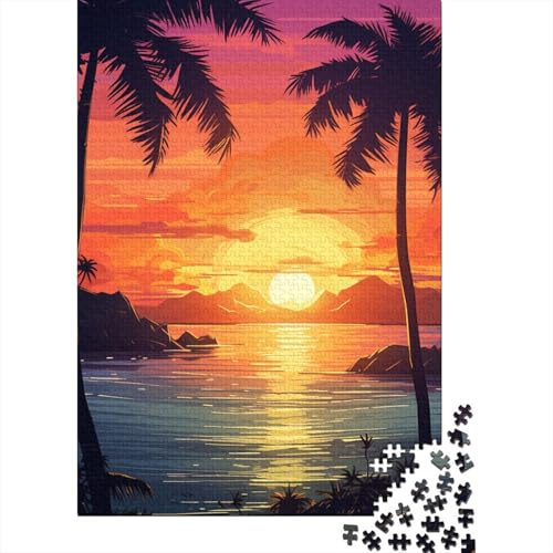 Puzzle für Erwachsene, 1000 Teile, Sonnenuntergang von Einer Insel, Holzpuzzle für Erwachsene, Lernspiel, Herausforderungsspielzeug, 1000 Teile (38 x 26 cm) von LMYmoney