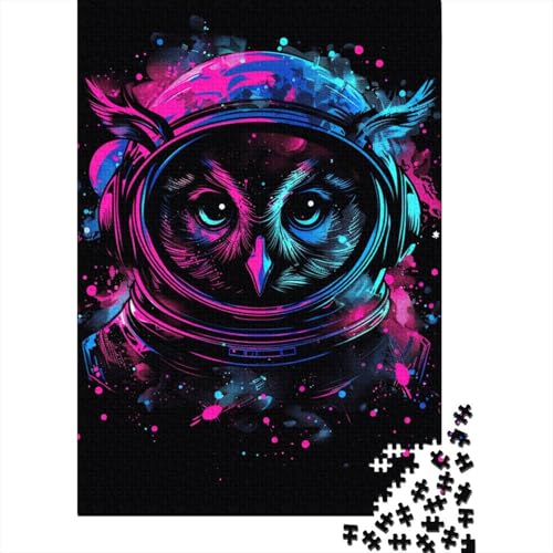 Puzzle für Erwachsene, 1000 Teile, Weltraum-Astronauten-Eule, Holz-Puzzle für Erwachsene, Lernspiel, Herausforderungsspielzeug, 1000 Teile (38 x 26 cm) von LMYmoney