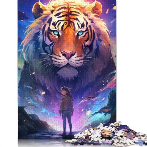Puzzle für Erwachsene, 1000 Teile, buntes Tier-Tiger-Holz-Puzzle für Erwachsene, Lernspiel, Herausforderungsspielzeug, 1000 Stück (75 x 50 cm) von LMYmoney