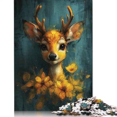 Puzzle für Erwachsene, 1000 Teile, niedliches kleines gelbes REH, Holzpuzzle für Erwachsene, Lernspiel, Herausforderungsspielzeug, 1000 Teile (75 x 50 cm) von LMYmoney