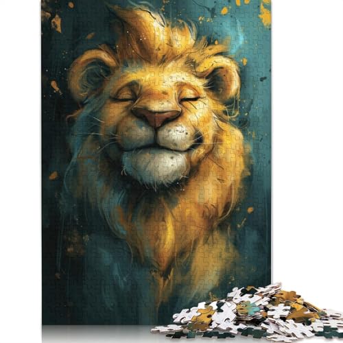 Puzzle für Erwachsene, 1000 Teile, süßer Kleiner gelber Löwe, Holzpuzzles für Erwachsene, nachhaltige Puzzlespiele, 1000 Stück (75 x 50 cm) von LMYmoney