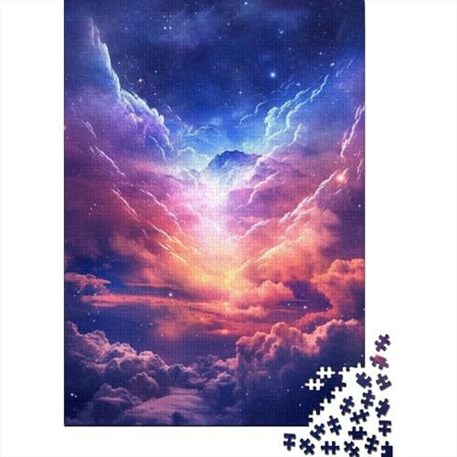 Puzzle für Erwachsene, 1000 Teile, verträumte herzförmige Wolken, Holzpuzzle für Erwachsene, Lernspiel, Herausforderungsspielzeug, 1000 Teile (38 x 26 cm) von LMYmoney