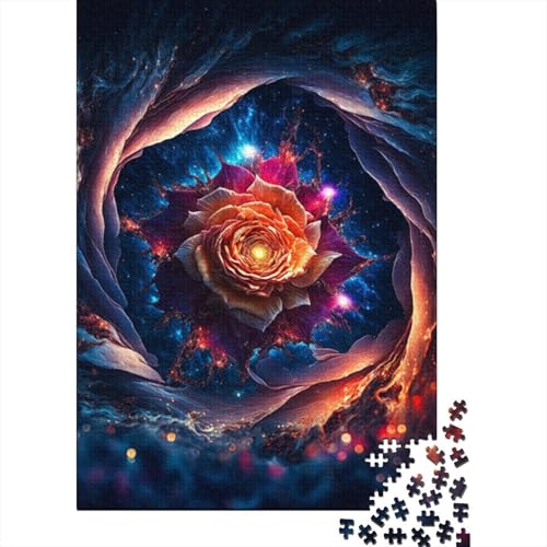 Puzzle für Erwachsene, 1000 Teile, wunderschöne kosmische Rose, Holzpuzzle für Erwachsene, Lernspiel, Herausforderungsspielzeug, 1000 Teile (38 x 26 cm) von LMYmoney