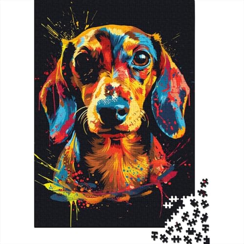Puzzle für Erwachsene, Dackel, Hundekunst, Puzzles für Erwachsene, Lernspiel, Herausforderungsspielzeug, 1000 Teile (38 x 26 cm) von LMYmoney
