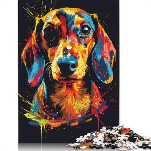 Puzzle für Erwachsene, Dackel, Hundekunst, Puzzles für Erwachsene, Lernspiel, Herausforderungsspielzeug, 1000 Teile (75 x 50 cm) von LMYmoney
