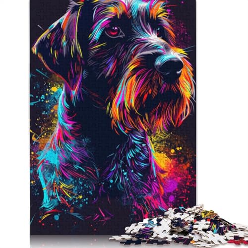 Puzzle für Erwachsene, Drahthaariger Vorstehhund, Holzpuzzle für Teenager, Geschenke, Heimdekoration, Puzzlespielzeug, 1000 Teile (75 x 50 cm) von LMYmoney