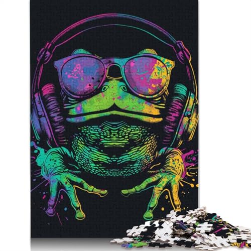 Puzzle für Erwachsene, Frosch mit Kopfhörern, Puzzles für Erwachsene, Lernspiel, Herausforderungsspielzeug, 1000 Teile (75 x 50 cm) von LMYmoney
