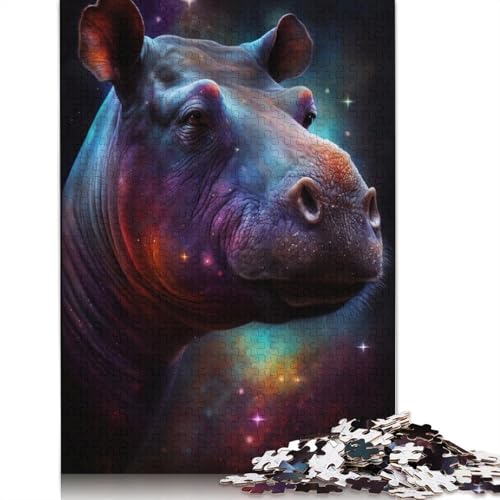 Puzzle für Erwachsene, Galaxie-Tier, Nilpferd, Holzpuzzle für Teenager, Geschenke, Heimdekoration, Puzzlespielzeug, 1000 Teile (75 x 50 cm) von LMYmoney