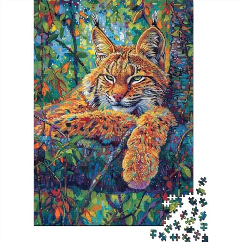 Puzzle für Erwachsene, Luchs auf einem Baum, Puzzles für Erwachsene, Lernspiel, Herausforderungsspielzeug, 1000 Teile (38 x 26 cm) von LMYmoney