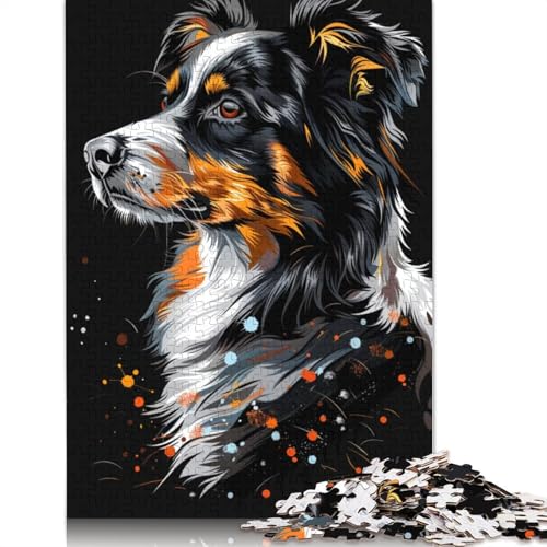 Puzzle für Erwachsene, Miniatur-Amerikanischer Schäferhund, Puzzles für Erwachsene, Lernspiel, Herausforderungsspielzeug, 1000 Teile (75 x 50 cm) von LMYmoney