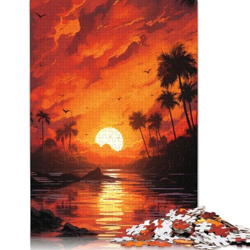 Puzzle für Erwachsene, Psychedelischer Sonnenuntergang, Holzpuzzles für Teenager, Geschenke, Heimdekoration, Puzzlespielzeug, 1000 Teile (75 x 50 cm) von LMYmoney