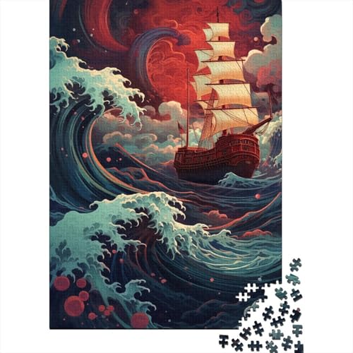 Puzzle für Erwachsene, Schiff, das auf Einer Welle segelt, Puzzles für Erwachsene, Lernspiel, Herausforderungsspielzeug, 1000 Teile (38 x 26 cm) von LMYmoney