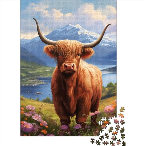 Puzzle für Erwachsene, Schottische Kuh, Holzpuzzle für Teenager, Geschenke, Heimdekoration, Puzzlespielzeug, 1000 Teile (38 x 26 cm) von LMYmoney