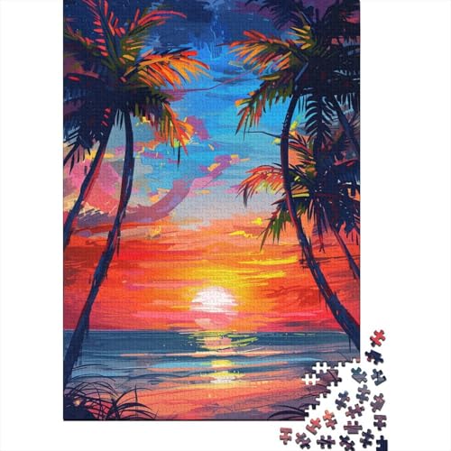 Puzzle für Erwachsene, Sonnenuntergang am Strand, Puzzles für Erwachsene, Lernspiel, Herausforderungsspielzeug, 1000 Teile (38 x 26 cm) von LMYmoney