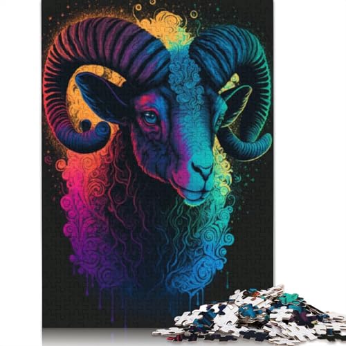 Puzzle für Erwachsene, Tierziege, Puzzles für Erwachsene, Lernspiel, Herausforderungsspielzeug, 1000 Teile (75 x 50 cm) von LMYmoney