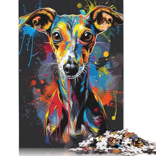 Puzzle für Erwachsene, Whippet-Hundekunst, Holzpuzzles für Teenager, Geschenke, Heimdekoration, Puzzlespielzeug, 1000 Teile (75 x 50 cm) von LMYmoney