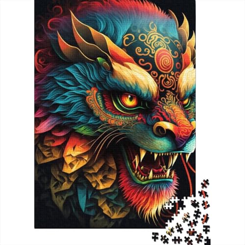 Puzzle für Erwachsene, farbenfroher Kunstlöwe, Holzpuzzles für Teenager, Geschenke, Heimdekoration, Puzzlespielzeug, 1000 Teile (38 x 26 cm) von LMYmoney