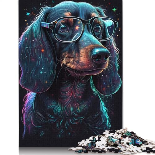 Puzzle für Erwachsene, kosmischer Chihuahua mit Brille, Puzzles für Erwachsene, Lernspiel, Herausforderungsspielzeug, 1000 Teile (75 x 50 cm) von LMYmoney