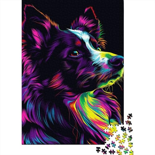 Puzzle für Erwachsene 1000 DJ Neon Border Collie Puzzle Puzzles für Erwachsene Lernspiel Herausforderungsspielzeug 1000 Teile (38 x 26 cm) von LMYmoney