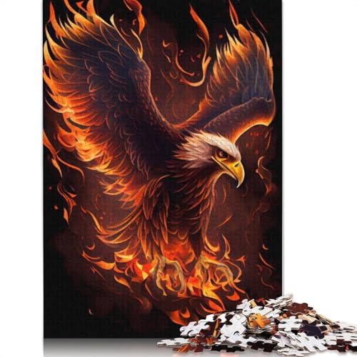 Puzzle für Erwachsene mit 520 Teilen, Motiv: Adler, Vogel, Tier, Feuer, 100% recycelte Holzplatte, schwierige Puzzles für Damen und Herren, 520 Teile (52 x 38 cm) von LMYmoney