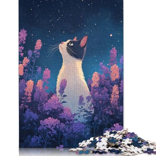 Puzzle für Erwachsene mit Katze, die Sterne betrachtet, kreative Spiele, Puzzle-Geschenk für Jungen oder Mädchen, 1000 Teile (75 x 50 cm) von LMYmoney