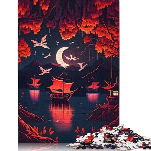 Puzzle für Erwachsene mit roten Kirschblüten, einzigartige Heimdekoration, Herren-Puzzle, Geschenke für Erwachsene und Teenager, 1000 Teile (75 x 50 cm) von LMYmoney