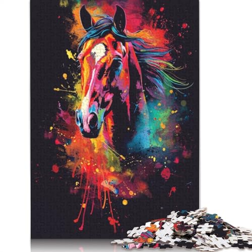 Puzzle für Erwachsene und Jugendliche, Pferd, Aquarell, Puzzles für Erwachsene und Teenager, Familienspiel, 1000 Teile (75 x 50 cm) von LMYmoney