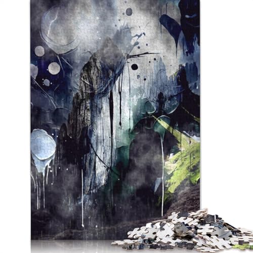 Puzzle mit Abstrakter Landschaftsmalerei, schwierig, aus 100% recyceltem Karton, für Frauen und Männer, Vatertagsgeschenke, 1000 Teile (26 x 38 cm) von LMYmoney