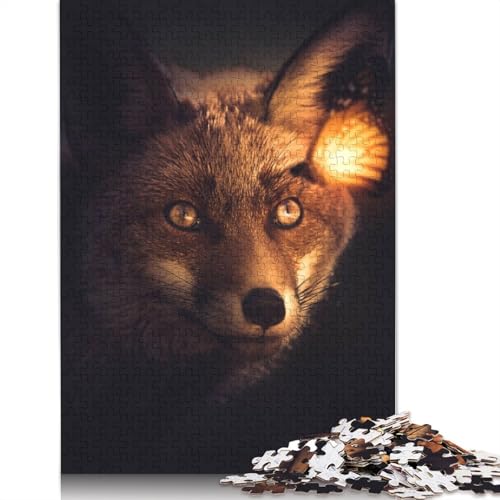 Puzzle mit Fuchs und leuchtendem Schmetterling, rechteckig, aus Pappe, 100% recyceltem Karton, für Erwachsene und Kinder, 1000 Teile (75 x 50 cm) von LMYmoney