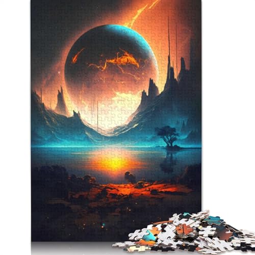 Puzzle mit Planetenhimmel-Landschaft, rechteckig, aus Pappe, Geschenk für Kinder ab 12 Jahren, 1000 Teile (75 x 50 cm) von LMYmoney