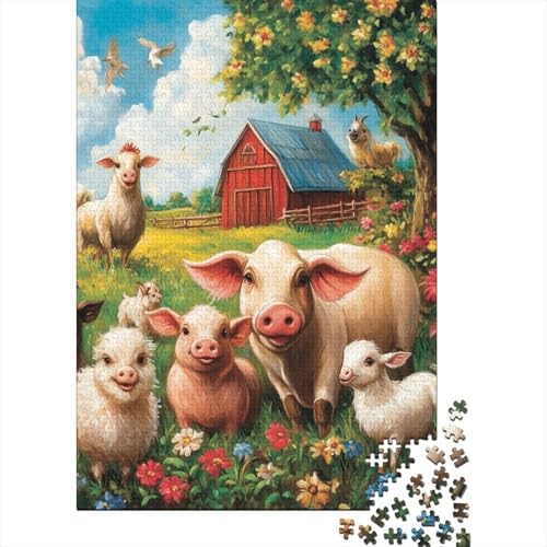 Puzzle mit Schweinchen, Alter 18 Jahre, Lernspiele, Puzzle für Erwachsene und Teenager, 1000 Teile (75 x 50 cm) von LMYmoney